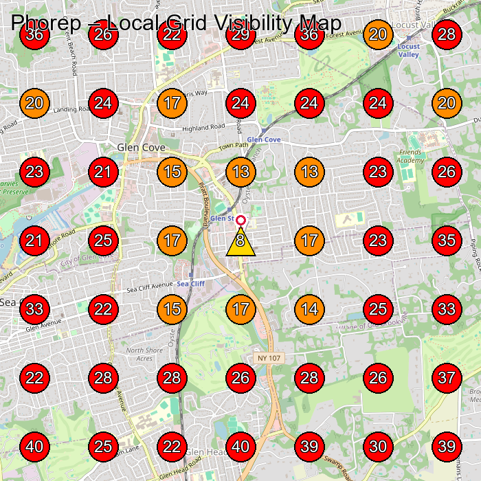 Phorep GeoGrid visibility map for Computer Consultant in Glen Cove